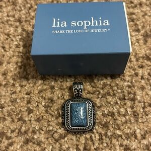 Lia Sophia blue and silvery necklace slide